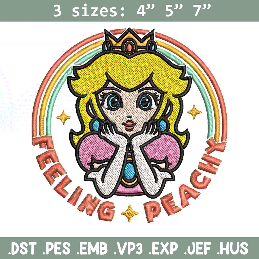 Princess Peach Feeling Peachy Embroidery design, Feeling Peachy Embroidery, Embroidery File, Digital download..jpg