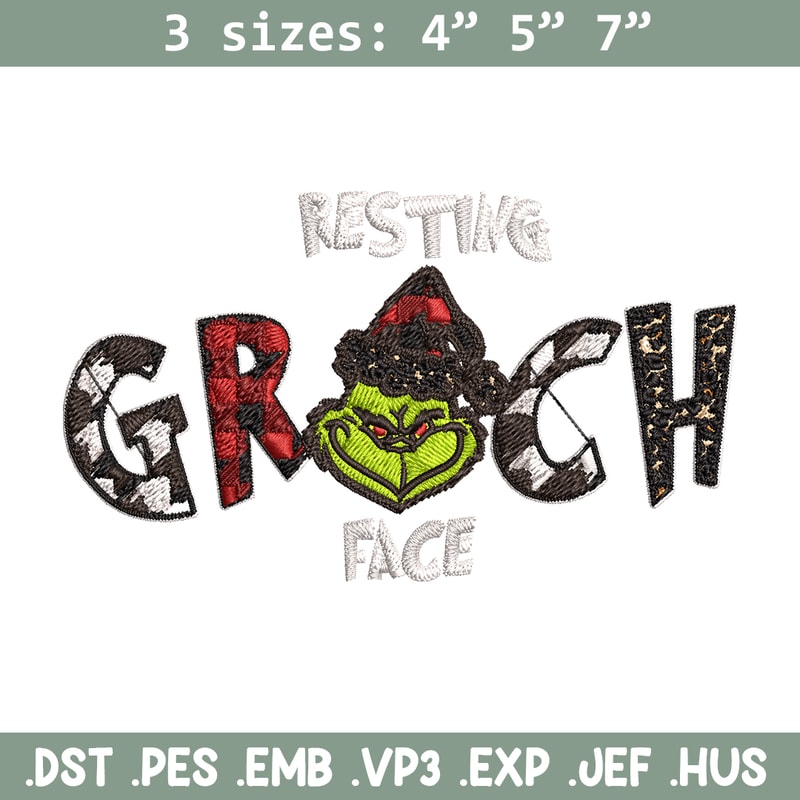 Resting Grinch Face Embroidery design, Grinch christmas Embroidery, Grinch design, Embroidery File, Instant download..jpg