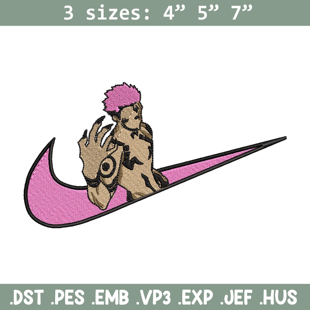 Sukuna Nike embroidery design, Jujutsu kaisen embroidery, Nike design, anime design, anime shirt, Digital download.jpg