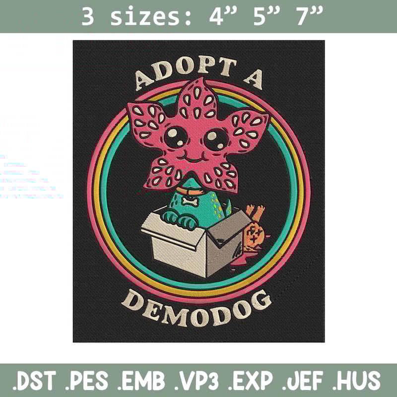 Adpot a demodog Embroidery Design, Demodog Embroidery, Embroidery File, Anime Embroidery, Anime shirt, Digital download.jpg