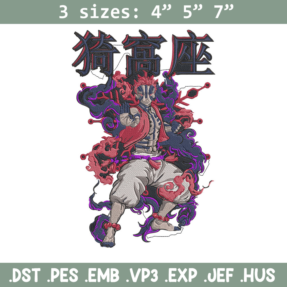 Akaza poster Embroidery Design, Demon slayer Embroidery, Embroidery File, Anime Embroidery, Digital download.jpg
