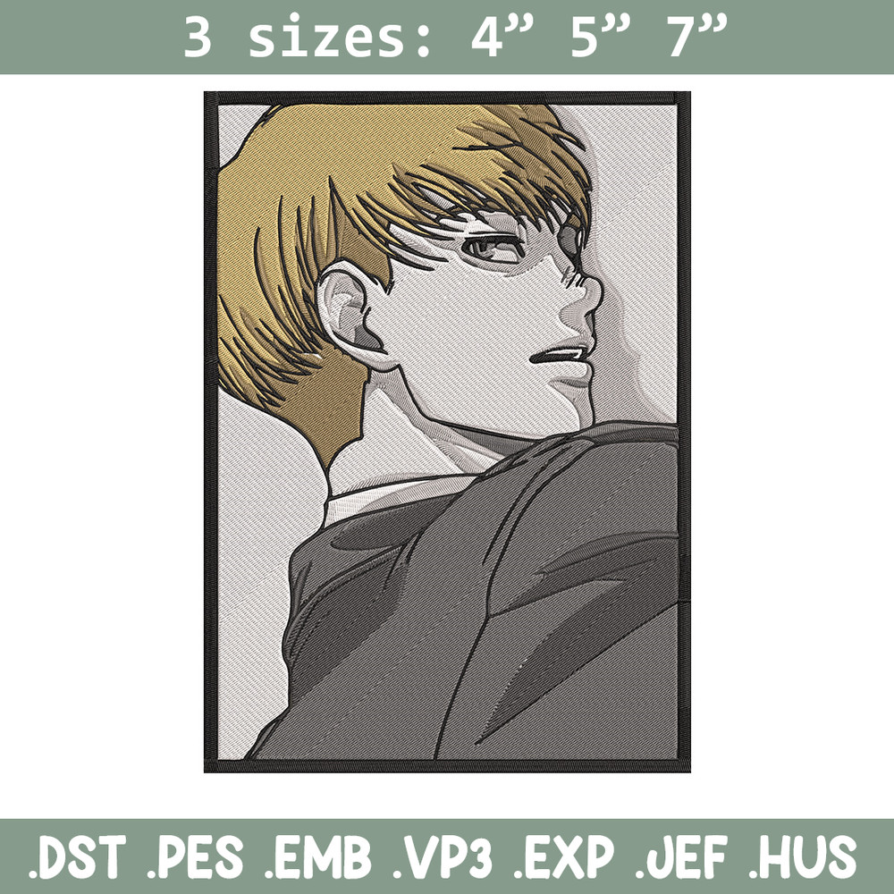 Armin poster Embroidery Design, Aot Embroidery, Embroidery File, Anime Embroidery, Anime shirt, Digital download.jpg
