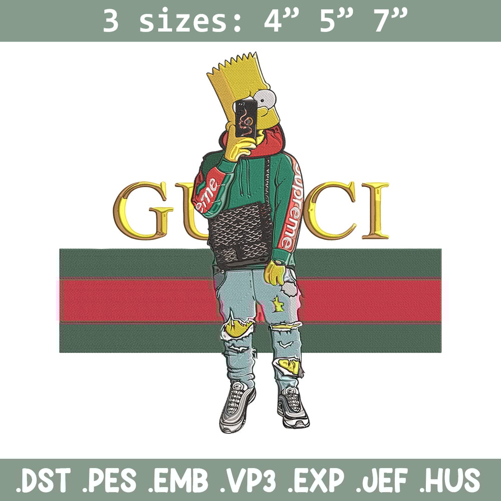 Bart Simpson Embroidery Design, Simpson Embroidery, Embroidery File, Anime Embroidery, Gucci shirt, Digital download.jpg