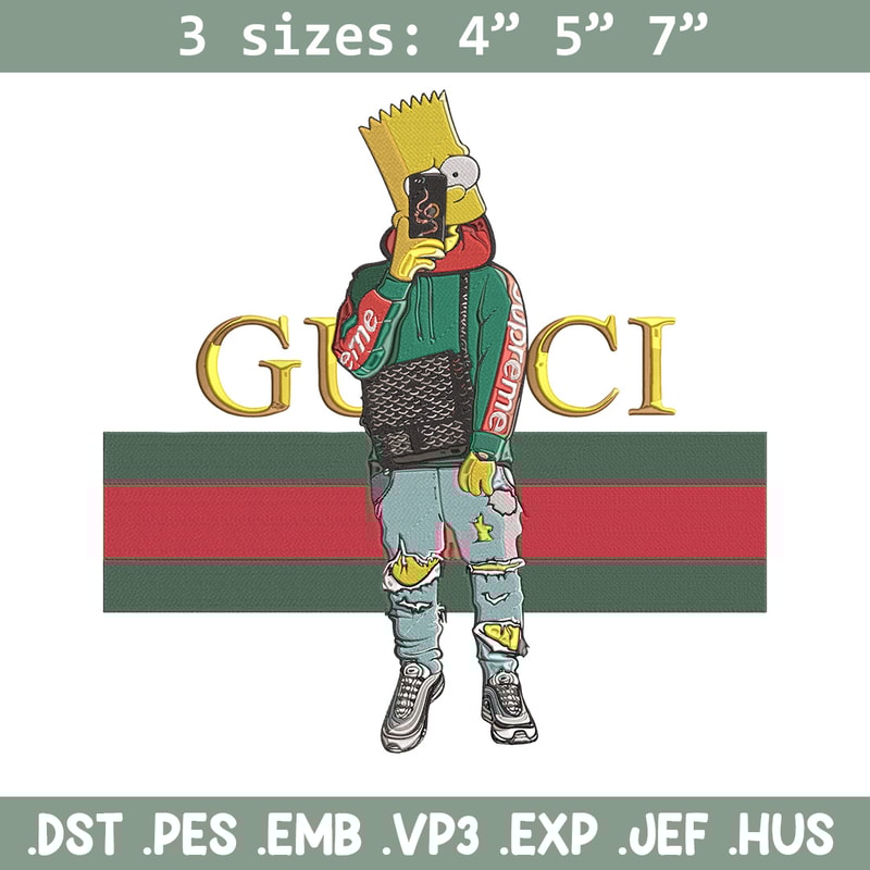 Bart Simpson Embroidery Design, Simpson Embroidery, Embroidery File, Anime Embroidery, Gucci shirt, Digital download.jpg
