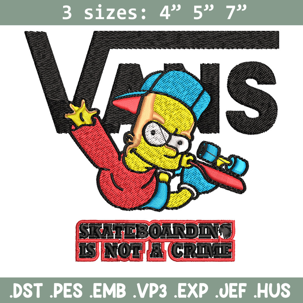Bart Simpson Vans Embroidery design, Simpson Embroidery, cartoon design, Embroidery File, Instant download..jpg