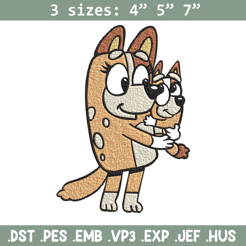 Bingo and her Mum Embroidery, Bluey Embroidery, Embroidery File, cartoon shirt, cartoon design, Digital download..jpg