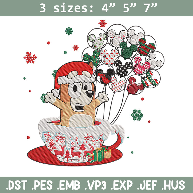 Bingo chrismas Embroidery Design, Bluey Embroidery, Embroidery File, Chrismas Embroidery, Anime shirt, Digital download.jpg
