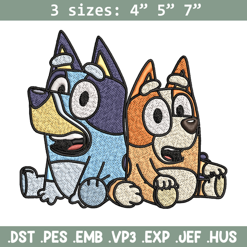 Bluey and Bingo Embroidery, Bluey Embroidery, Embroidery File, cartoon design, cartoon shirt, Digital download..jpg