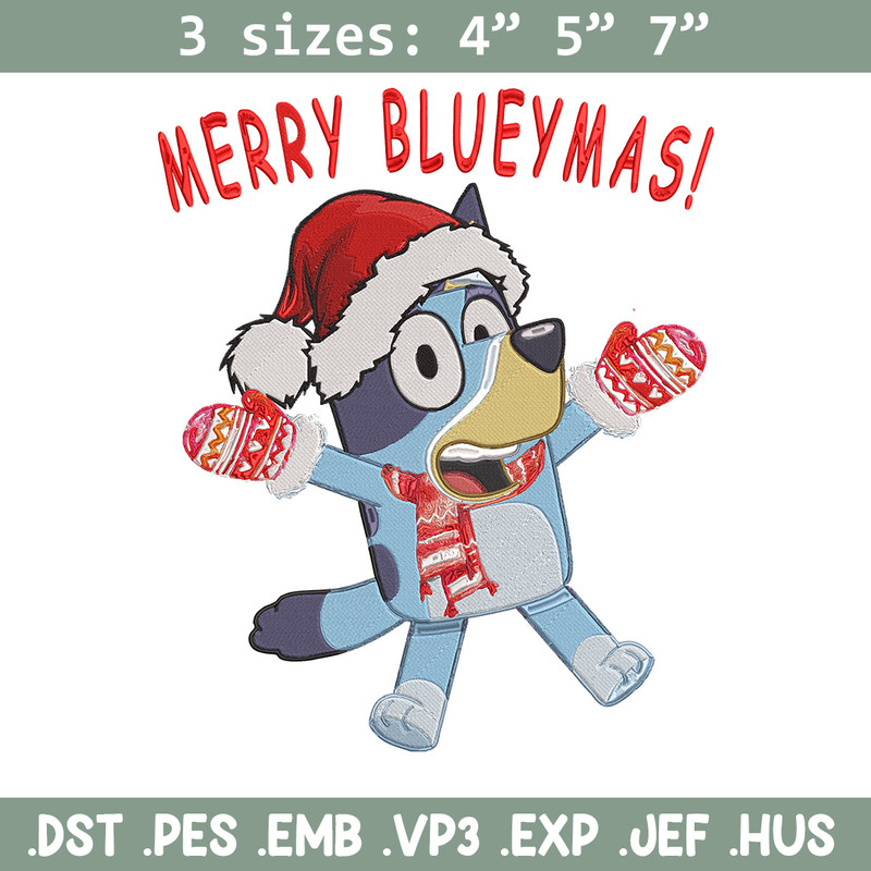 Bluey chrismas Embroidery Design, Bluey Embroidery, Embroidery File,Chrismas Embroidery, Anime shirt, Digital download.jpg