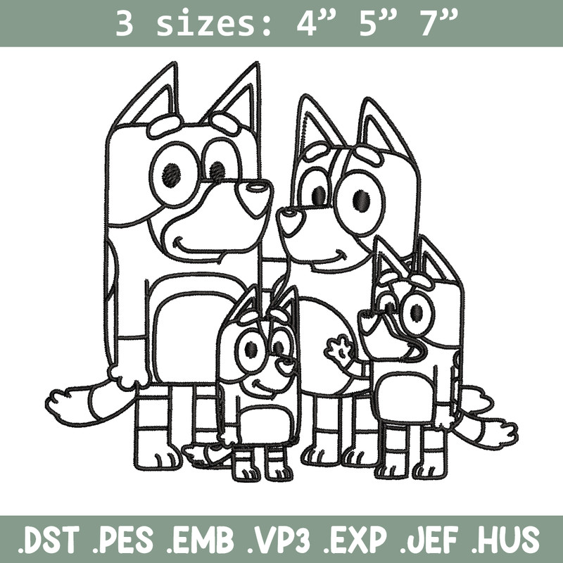 Bluey family Coloring Pages Embroidery, Bluey cartoon Embroidery, Embroidery File, cartoon design, Digital download..jpg
