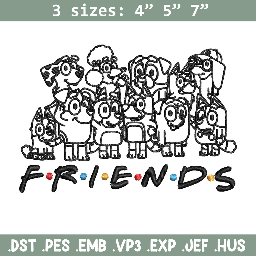 Bluey family Coloring Pages Embroidery, Bluey Embroidery, Embroidery File, cartoon design, logo shirt, Digital download..jpg