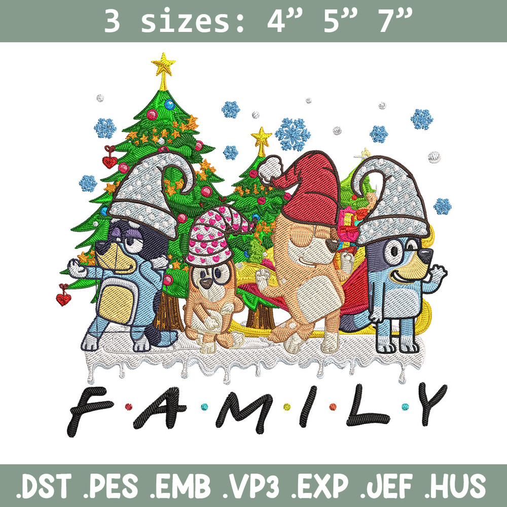 Bluey family Embroidery Design, Bluey Embroidery, Embroidery File, Chrismas Embroidery, Anime shirt, Digital download.jpg