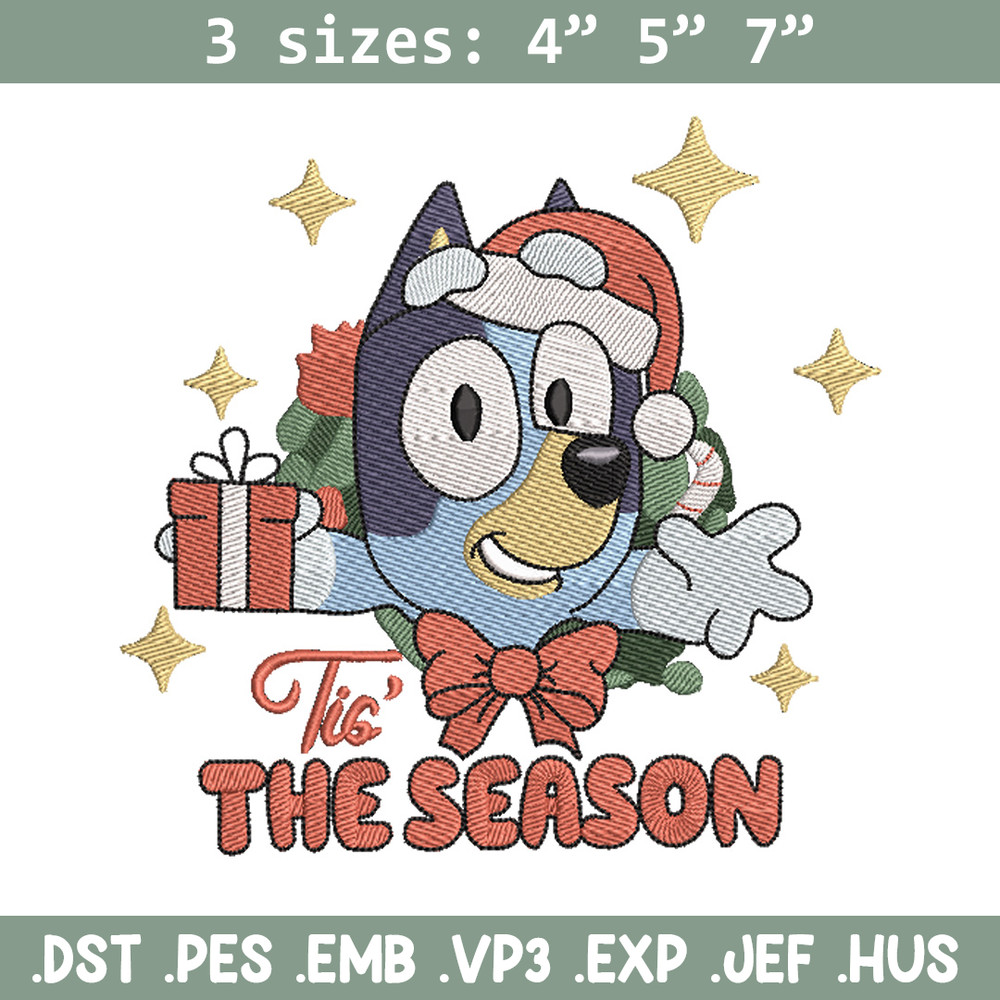 Bluey gift embroidery design, Bluey embroidery, Chrismas design, Embroidery file, Embroidery shirt, Digital download.jpg