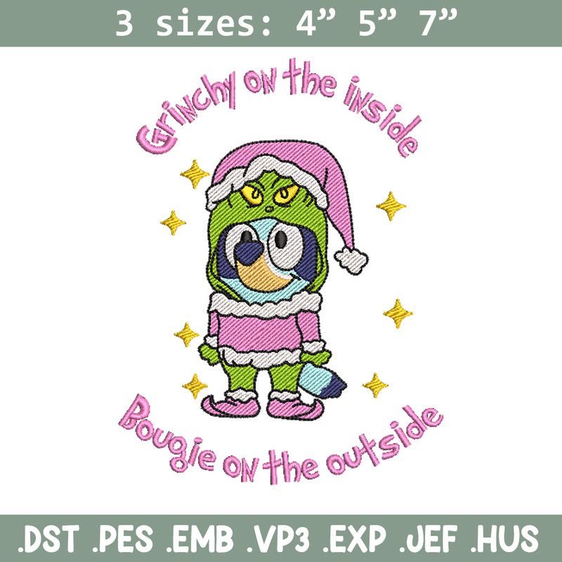 Bluey grinchy embroidery design, Bluey embroidery, Chrismas design, Embroidery file, Embroidery shirt,Digital download.jpg