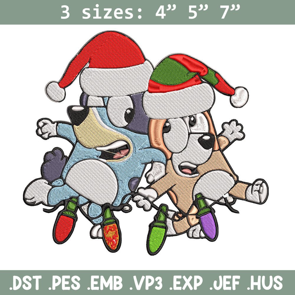 Bluey x Bingo Embroidery Design, Bluey Embroidery, Embroidery File, Chrismas Embroidery, Anime shirt, Digital download..jpg