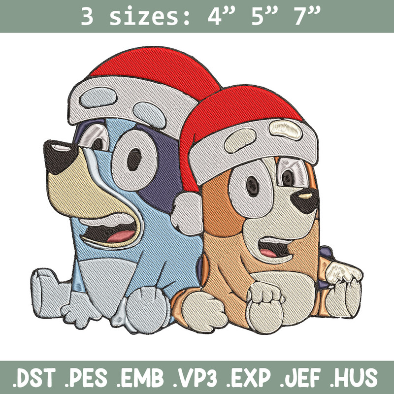 Bluey x Bingo Embroidery Design, Bluey Embroidery, Embroidery File, Chrismas Embroidery, Anime shirt, Digital download.jpg