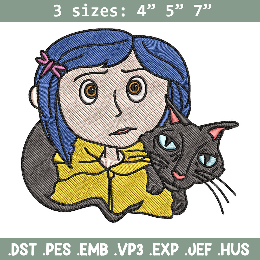 Coraline And Black Cat Embroidery Design, Coraline Embroidery, Embroidery File, Cartoon shirt, Digital download..jpg