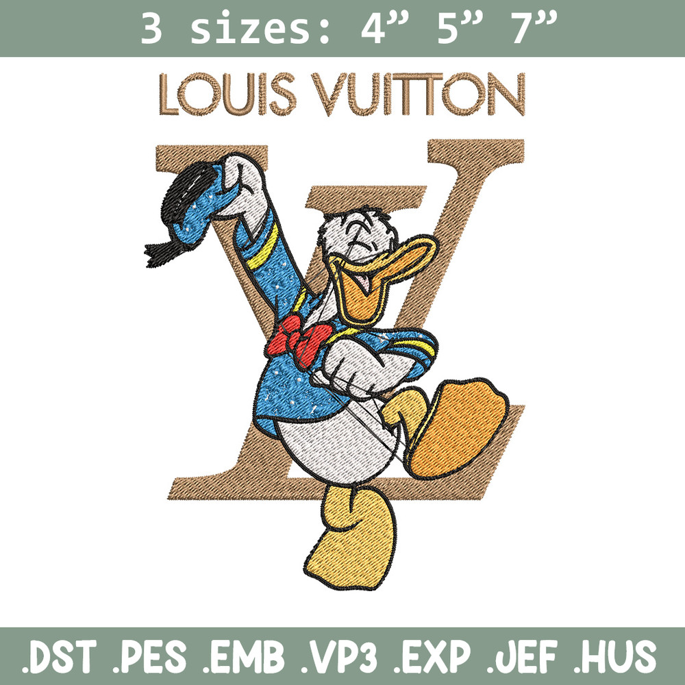 Duck cartoon lv Embroidery Design, LV Embroidery, Brand Embroidery, Embroidery File, Logo shirt, Digital download.jpg