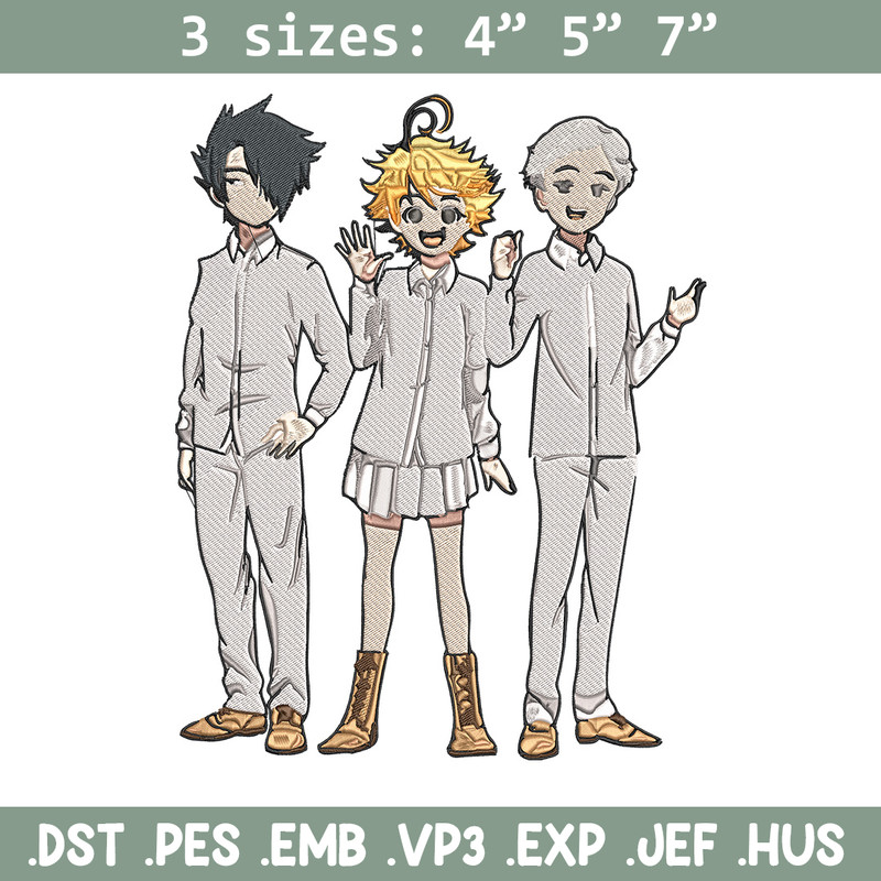 Emma friends Embroidery Design, Promised Neverland Embroidery, Embroidery File, Anime Embroidery, Digital download.jpg