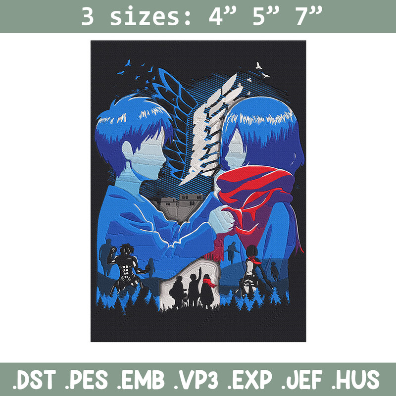 Eren x mikasa Embroidery Design, Aot Embroidery,Embroidery File, Anime Embroidery, Anime shirt, Digital download.jpg