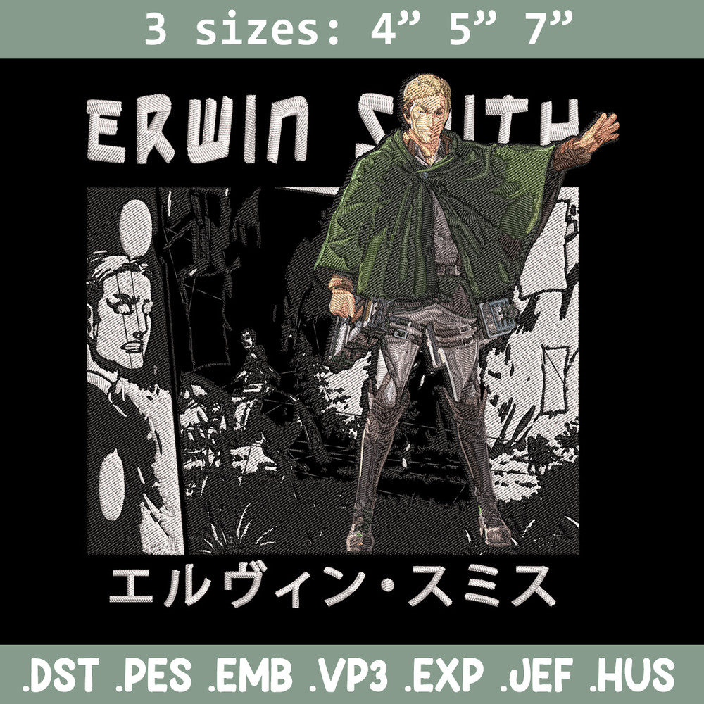 Erwin Smith Embroidery Design, Aot Embroidery, Embroidery File, Anime Embroidery, Anime shirt, Digital download.jpg