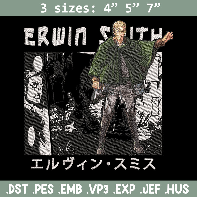 Erwin Smith Embroidery Design, Aot Embroidery, Embroidery File, Anime Embroidery, Anime shirt, Digital download.jpg