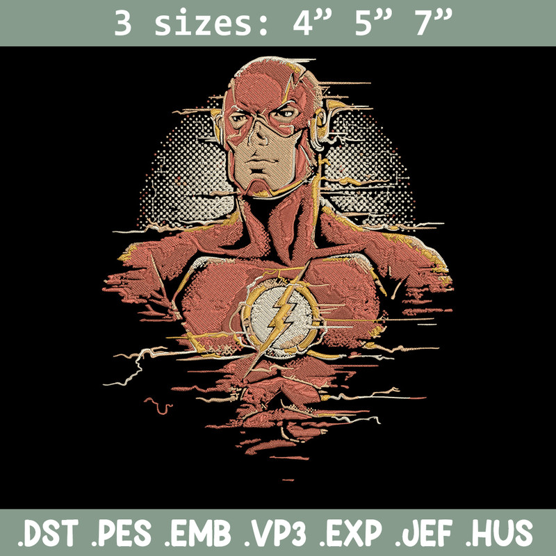 Flash poster Embroidery Design, DC comics Embroidery, Embroidery File, Anime Embroidery, Anime shirt, Digital download.jpg