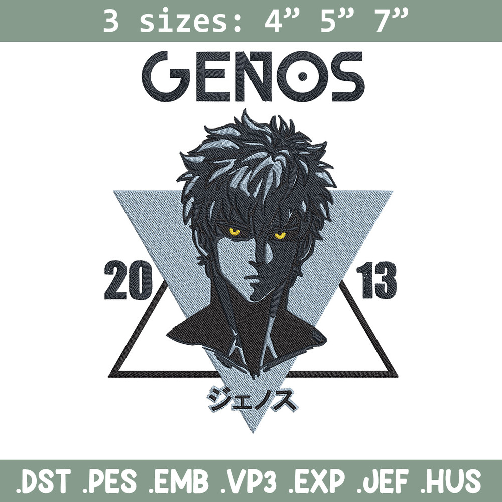 Genos poster Embroidery Design, One punch man Embroidery, Embroidery File, Anime Embroidery, Anime shirt.jpg