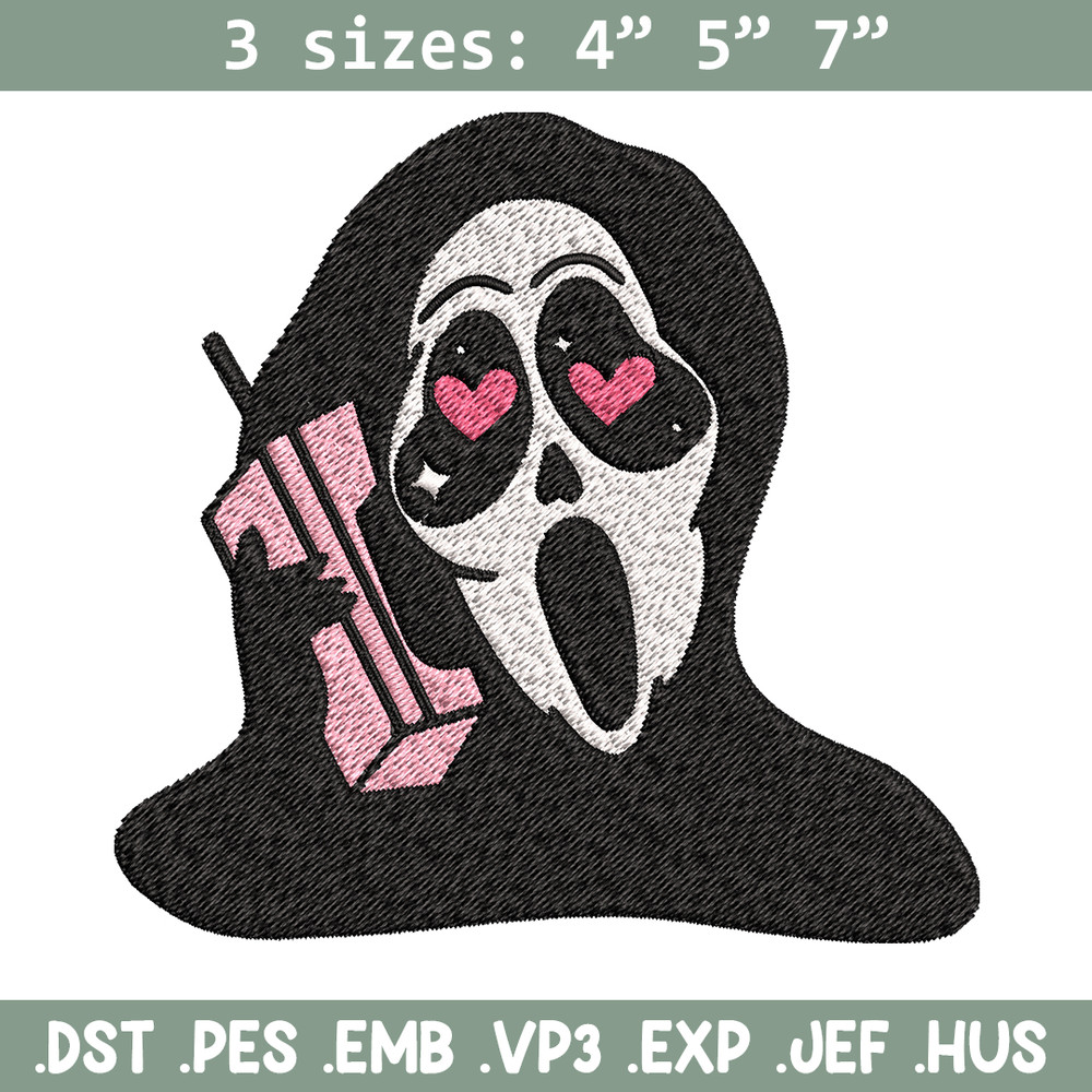 Ghost Face Call Me Embroidery design, Ghost Face Embroidery, Embroidery File, Horror design, Digital download..jpg