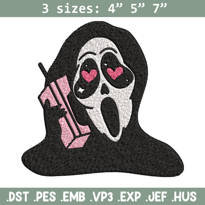 Ghost Face Call Me Embroidery design, Ghost Face Embroidery, Embroidery File, Horror design, Digital download..jpg