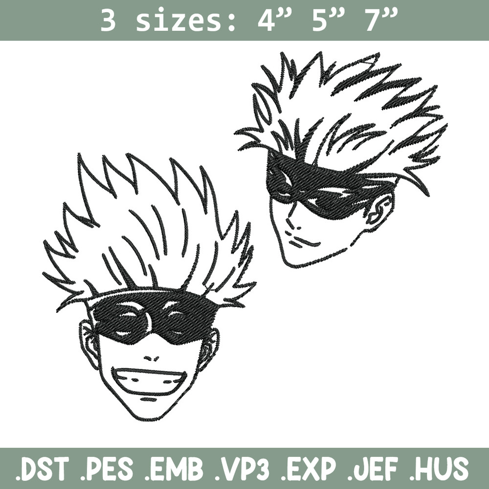 Gojo face Embroidery Design, Jujutsu Embroidery, Embroidery File, Anime Embroidery, Anime shirt, Digital download.jpg