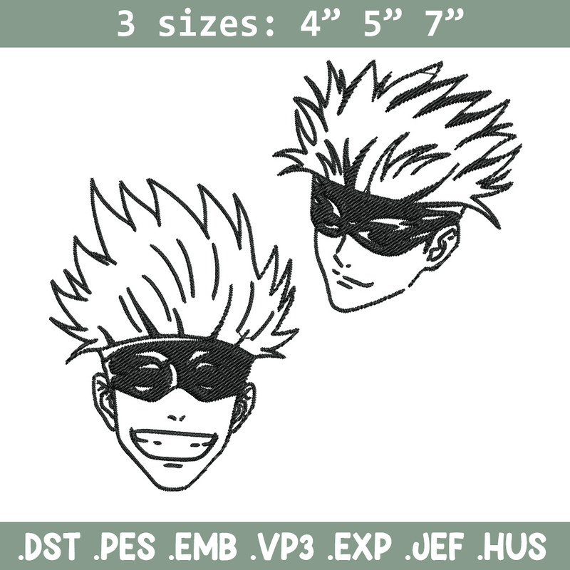 Gojo face Embroidery Design, Jujutsu Embroidery, Embroidery File, Anime Embroidery, Anime shirt, Digital download.jpg