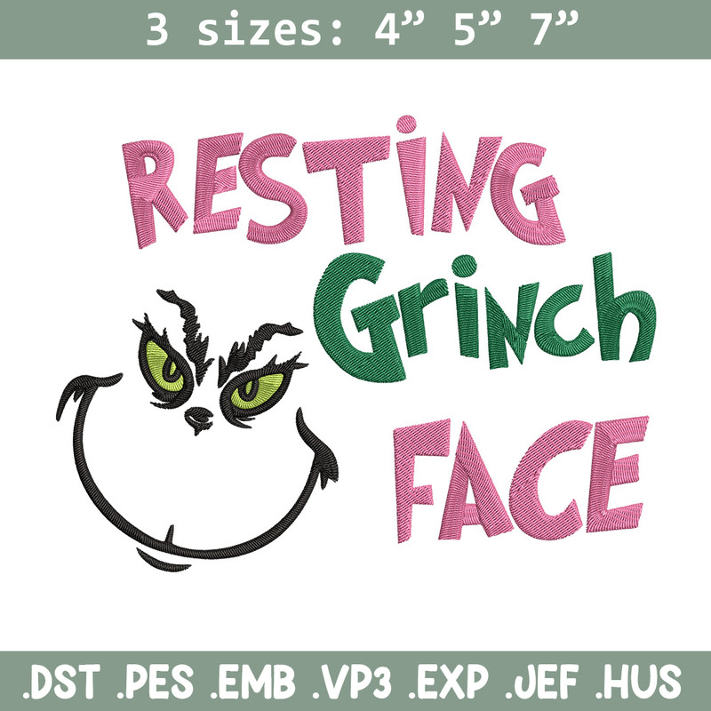 Grinch face Embroidery Design, Grinch Embroidery, Embroidery File, Chrismas Embroidery, Anime shirt, Digital download.jpg