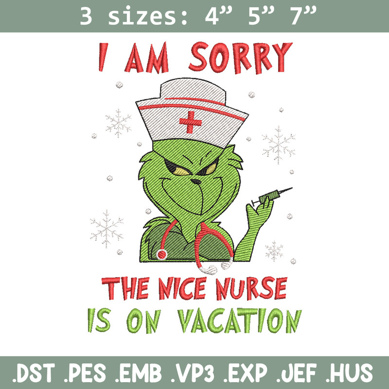 Grinch nurse embroidery design,Grinch embroidery,Chrismas design, Embroidery shirt, Embroidery file, Digital download.jpg