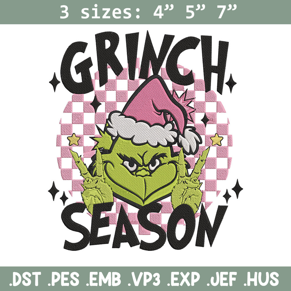 Grinchy season Embroidery Design, Grinch Embroidery, Embroidery File,Chrismas Embroidery, Anime shirt, Digital download.jpg