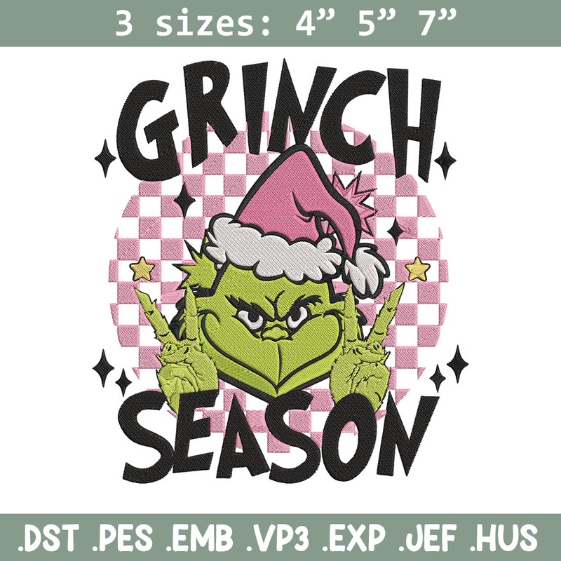 Grinchy season Embroidery Design, Grinch Embroidery, Embroidery File,Chrismas Embroidery, Anime shirt, Digital download.jpg
