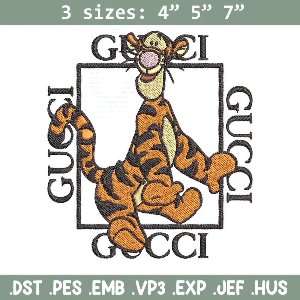 Gucci Tiger Embroidery design, winnie the pooh cartoon Embroidery, cartoon design, Embroidery File, Instant download..jpg