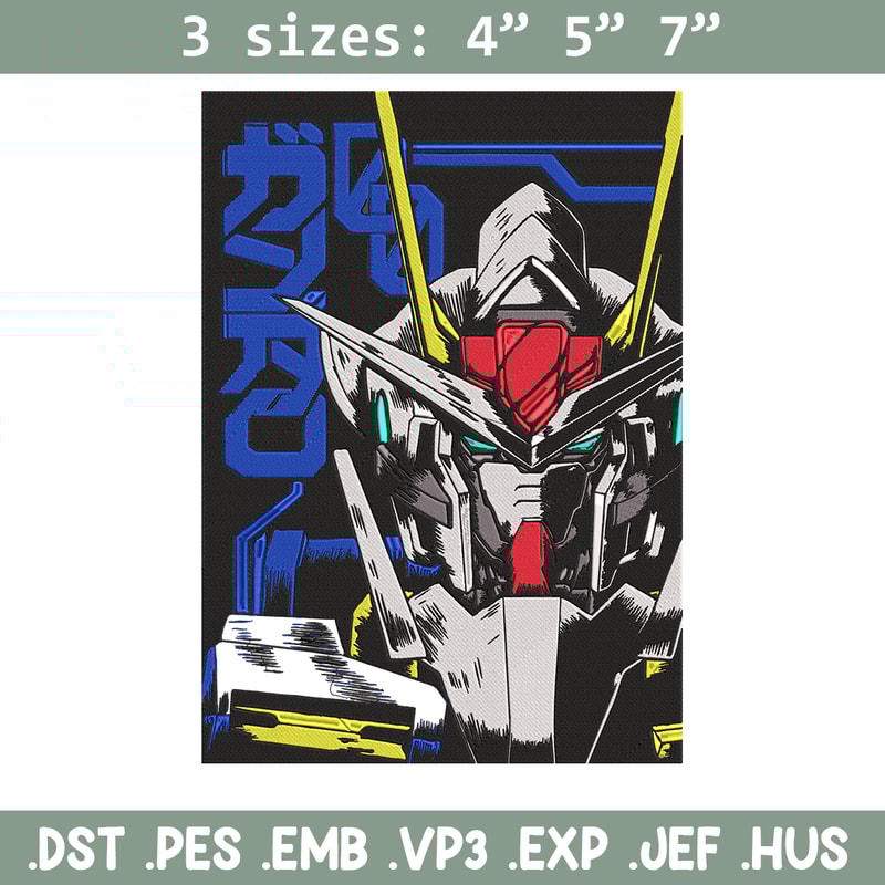 Gundam robot Embroidery Design, Gundam Embroidery, Embroidery File, Anime Embroidery,Anime shirt, Digital download.jpg
