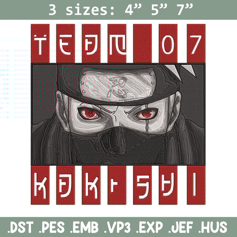Hatake Kakashi Embroidery Design, Naruto Embroidery, Embroidery File, Anime Embroidery, Anime shirt,Digital download.jpg