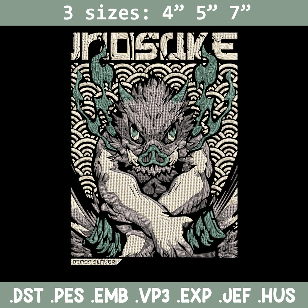 Inosuka poster Embroidery Design, Demon slayer Embroidery, Embroidery File,Anime Embroidery,Anime shirt,Digital download.jpg