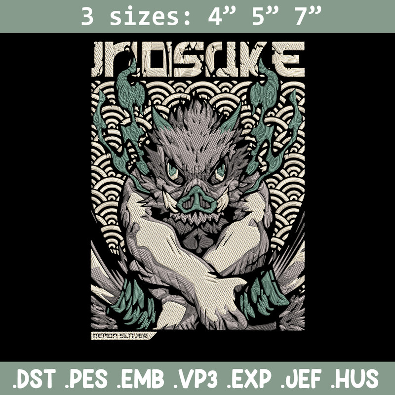 Inosuka poster Embroidery Design, Demon slayer Embroidery, Embroidery File,Anime Embroidery,Anime shirt,Digital download.jpg
