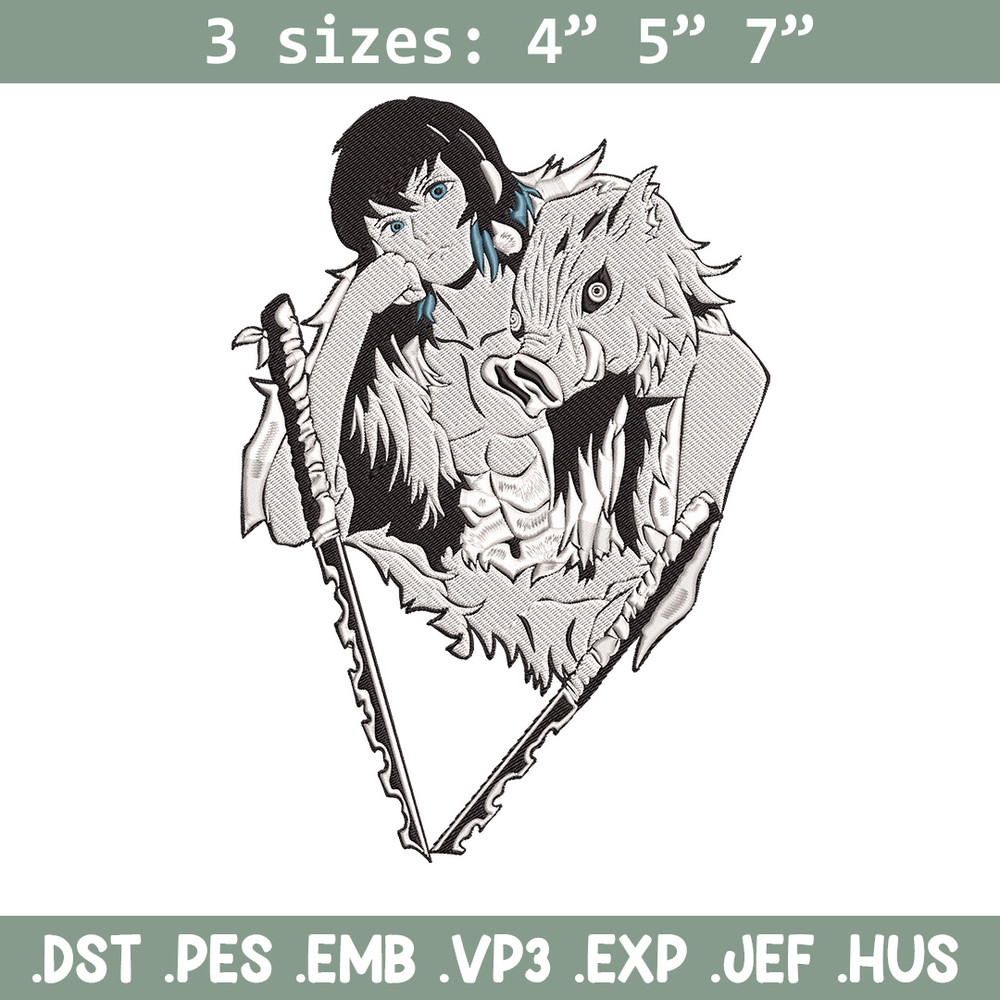 Inosuke poster Embroidery Design,Demon slayer Embroidery, Embroidery File,Anime Embroidery,Anime shirt,Digital download.jpg
