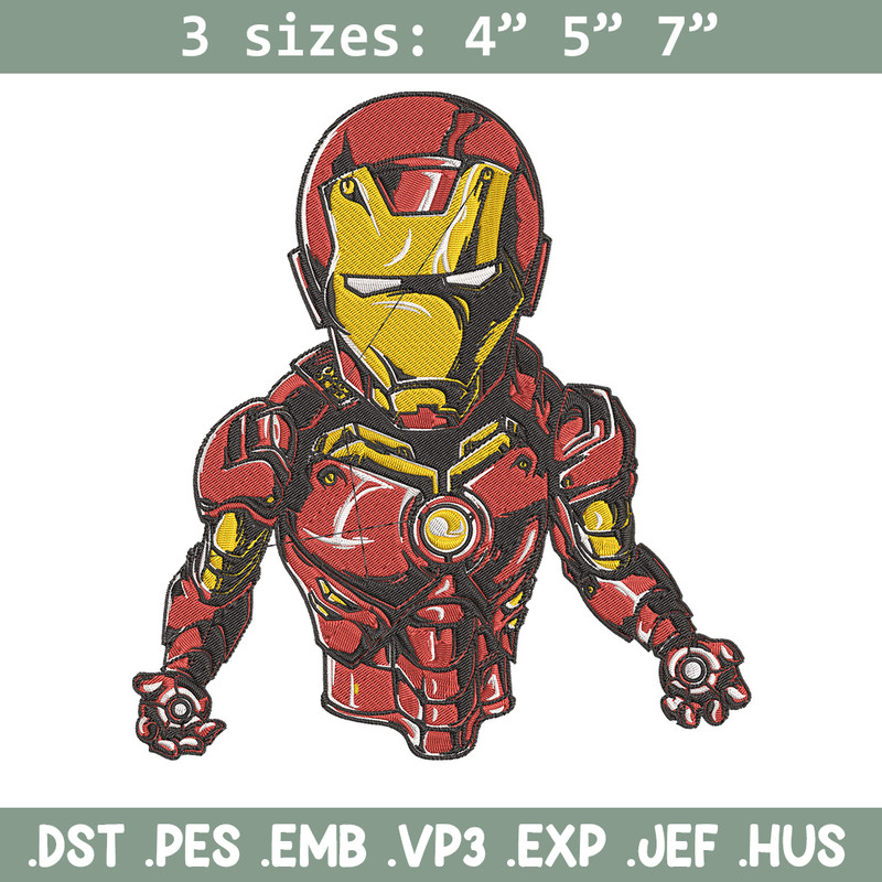 Iron man chibi Embroidery Design, Marvel Embroidery, Embroidery File, Anime Embroidery, Anime shirt, Digital download.jpg
