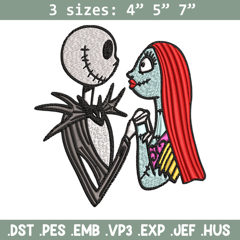 Jack and Sally love Embroidery design, Horror Embroidery, horror design, Embroidery File, logo shirt, Digital download..jpg