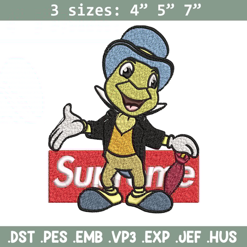 Jimimy cricket supreme Embroidery design, Jimimy cricket Embroidery, cartoon design, Embroidery File, Instant download..jpg