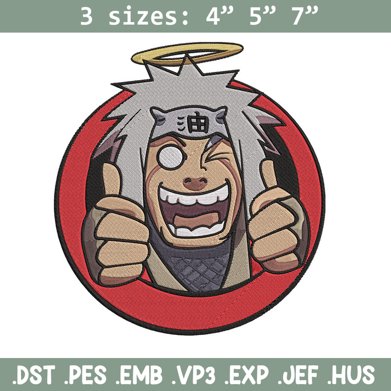 Jiraiya circle Embroidery Design, Naruto Embroidery, Embroidery File, Anime Embroidery, Anime shirt, Digital download.jpg