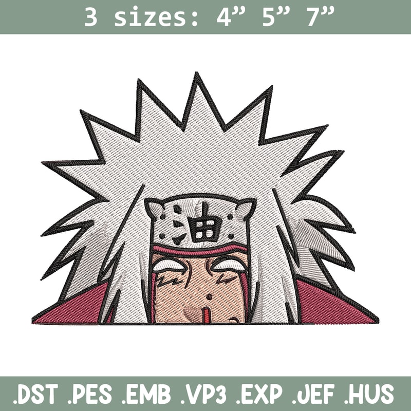 Jiraiya Peeker Embroidery Design, Naruto Embroidery, Embroidery File, Anime Embroidery, Anime shirt, Digital download.jpg