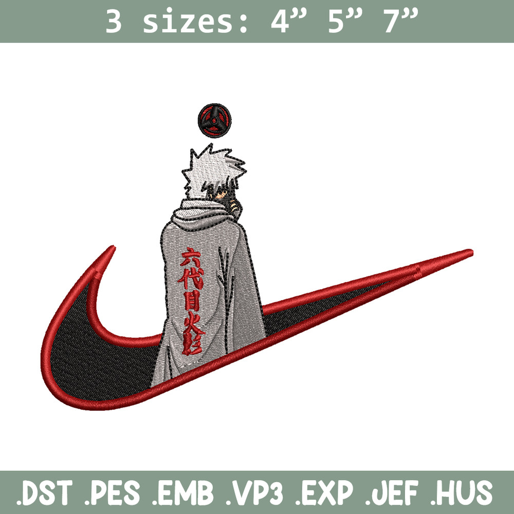 Kakashi Hatake 6 Nike embroidery design, Naruto embroidery, nike design, anime design, anime shirt, Digital download.jpg