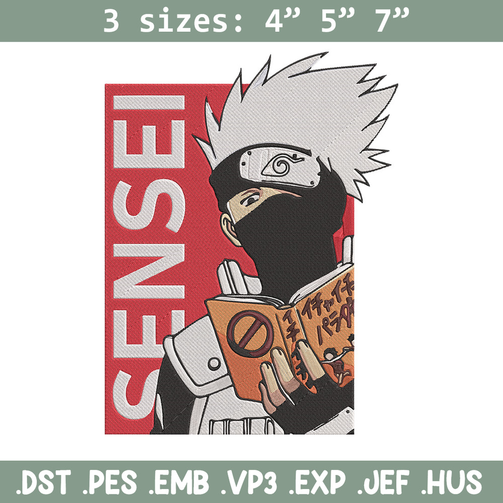 Kakashu sensei Embroidery Design, Naruto Embroidery, Embroidery File, Anime Embroidery, Anime shirt, Digital download.jpg