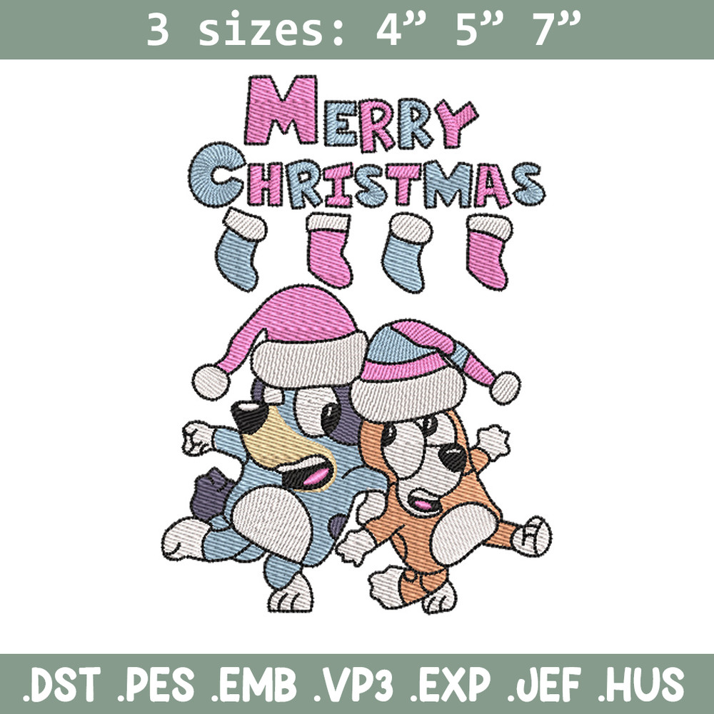 Merry chrismas embroidery design, Bluey embroidery, Chrismas design, Embroidery file, Embroidery shirt, Digital download.jpg